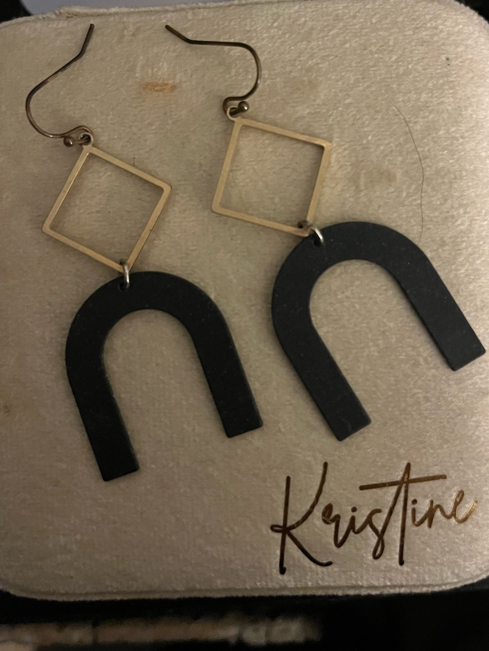 Black and Gold Geometric Drop Earrings